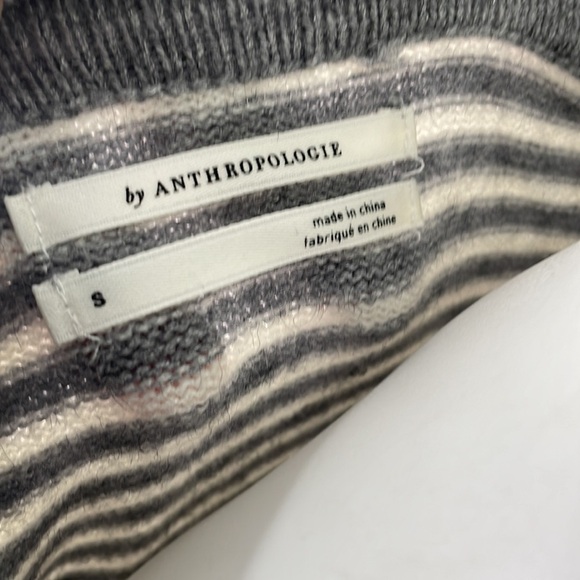 ANTHROPOLOGIE Grey Stripe Tunic Style Sweater Small - Picture 6 of 8